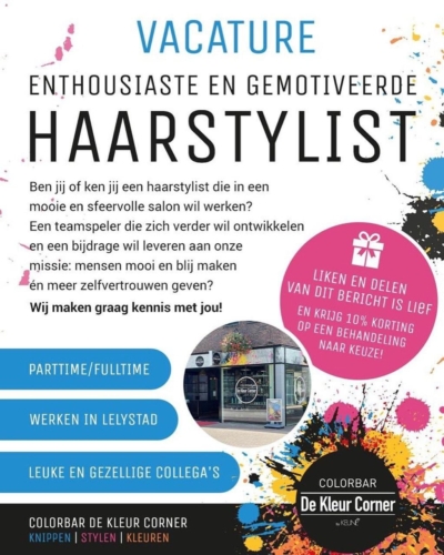 Vacature Haarstylist Kapper De Kleurcorner Lelystad Vacature Haarstylist Kapper De Kleurcorner Lelystad